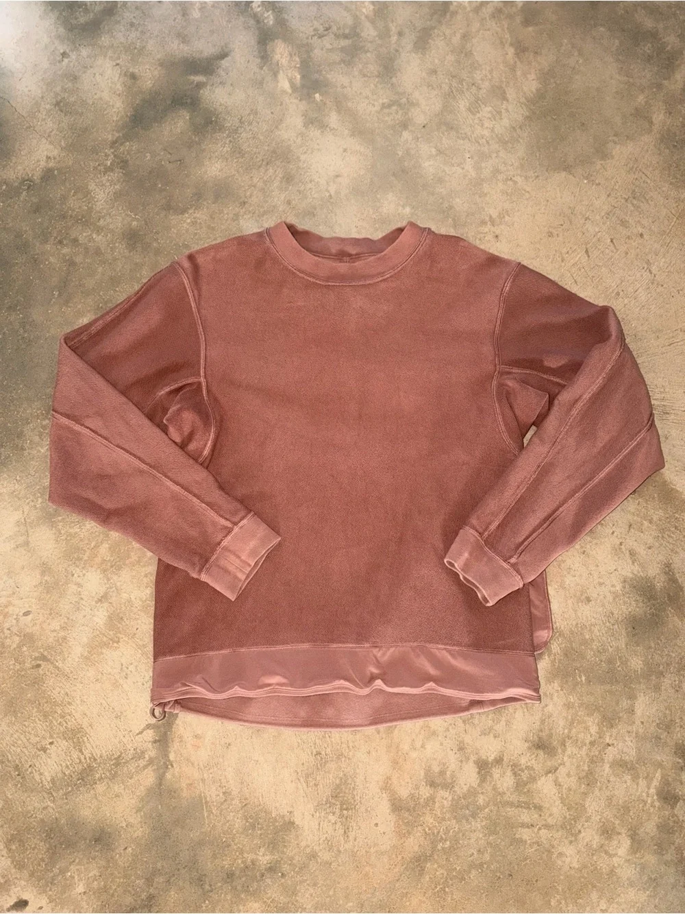 Lululemon Dusty Rose Crewneck Sweatshirt Hidden Zip Pocket Cinch Hem S